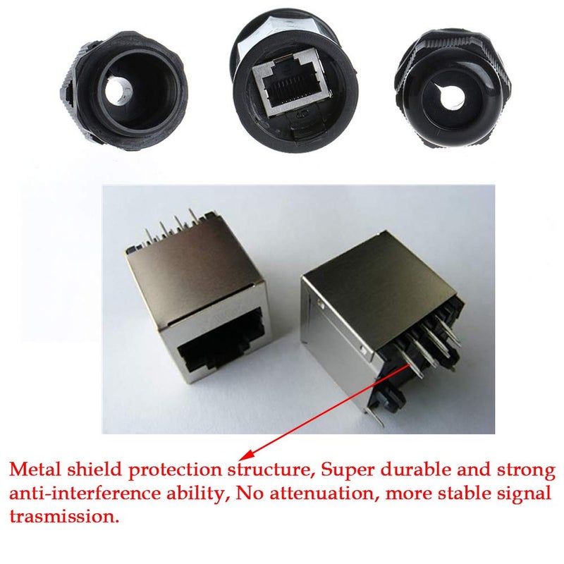 Anmbest 5PCS M22Z Shielded RJ45 Waterproof Cat5/5e/6 8P8C Connector IP67 Ethernet LAN Cable Connector Double Head Outdoor LAN Coupler Adapter Female to Female - Image 2